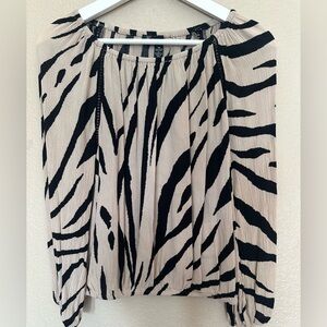 Beige and black long sleeve zebra print top from INC